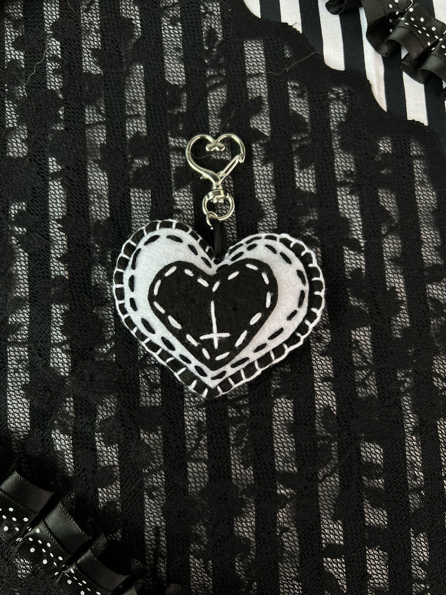 White Heart Bag Charm