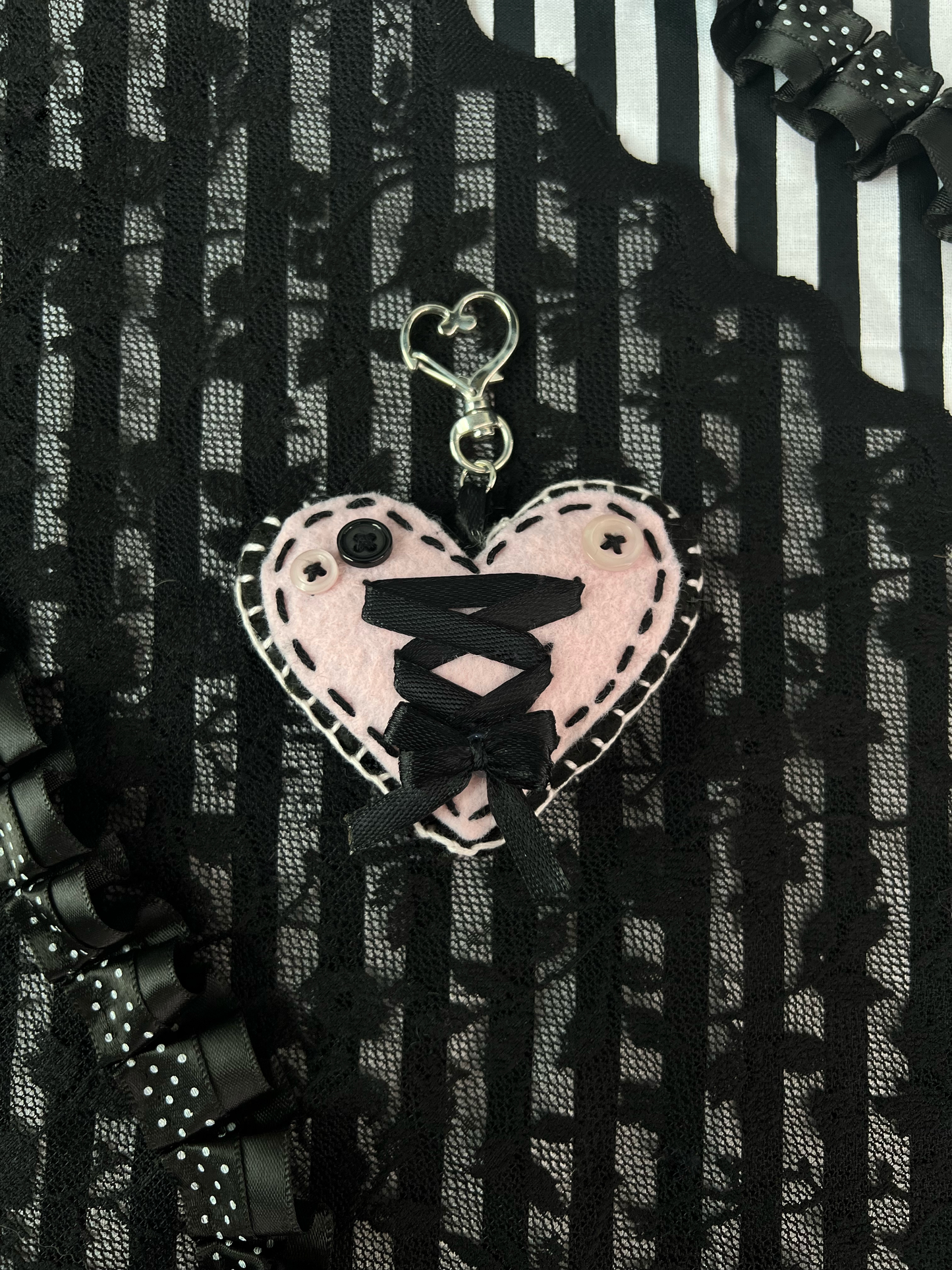 Pink Heart Bag Charm