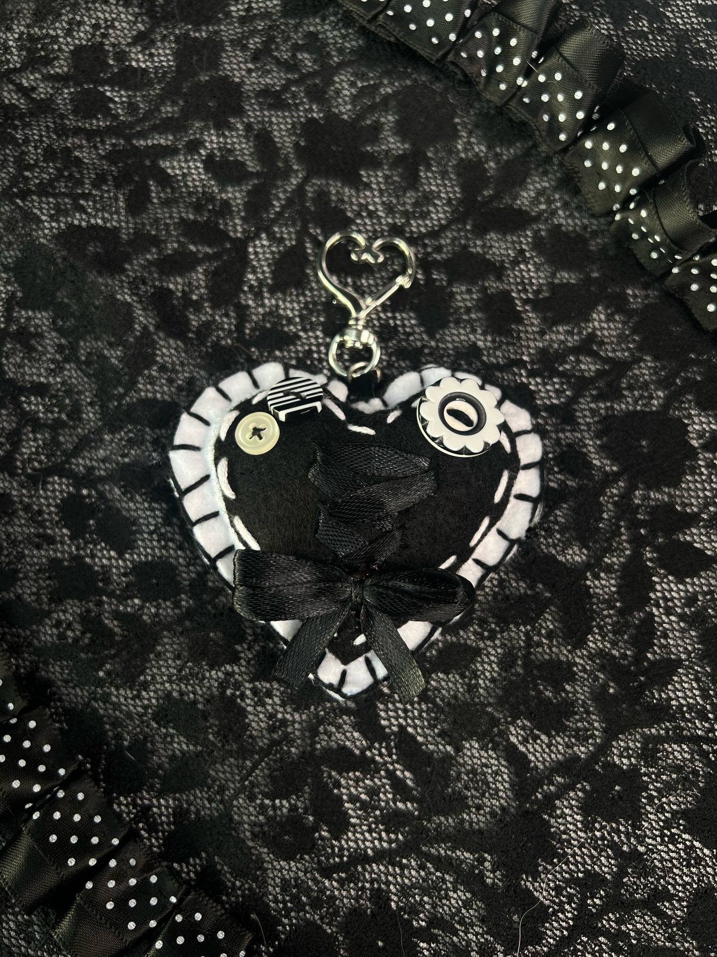 White Heart Bag Charm