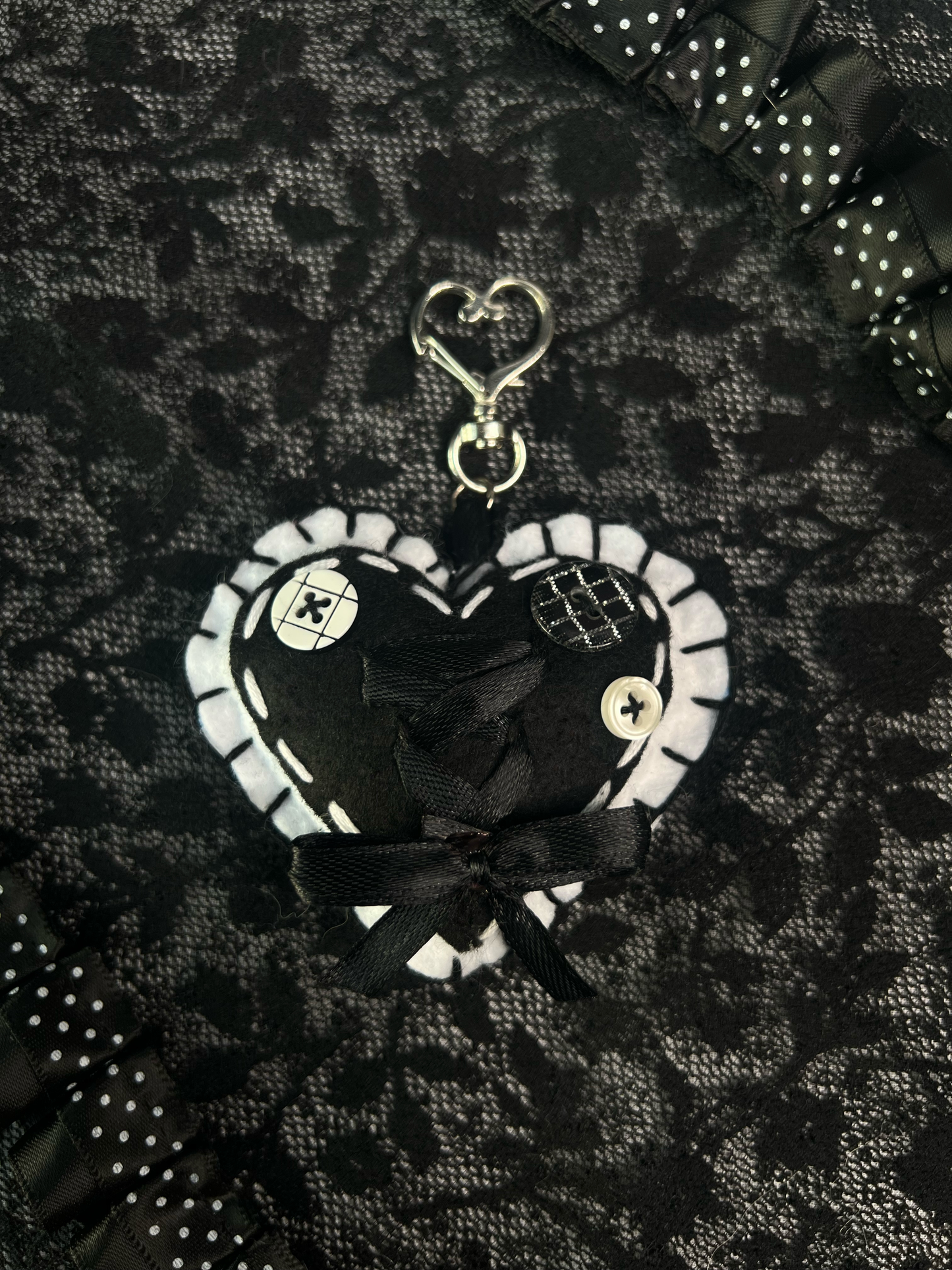 White Heart Bag Charm