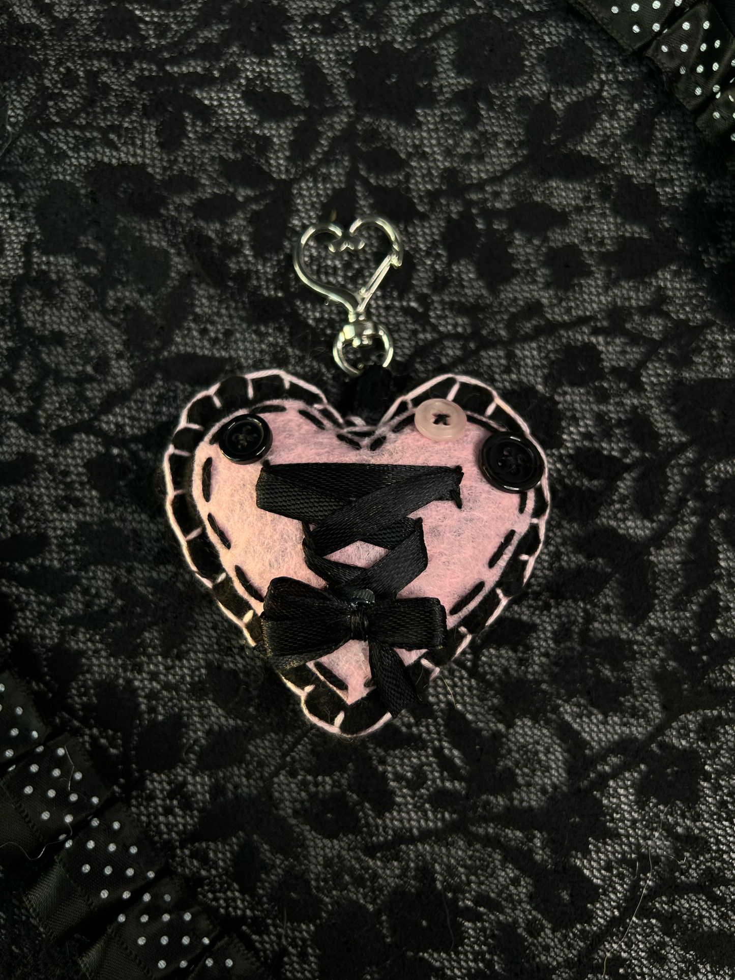 Pink Heart Bag Charm