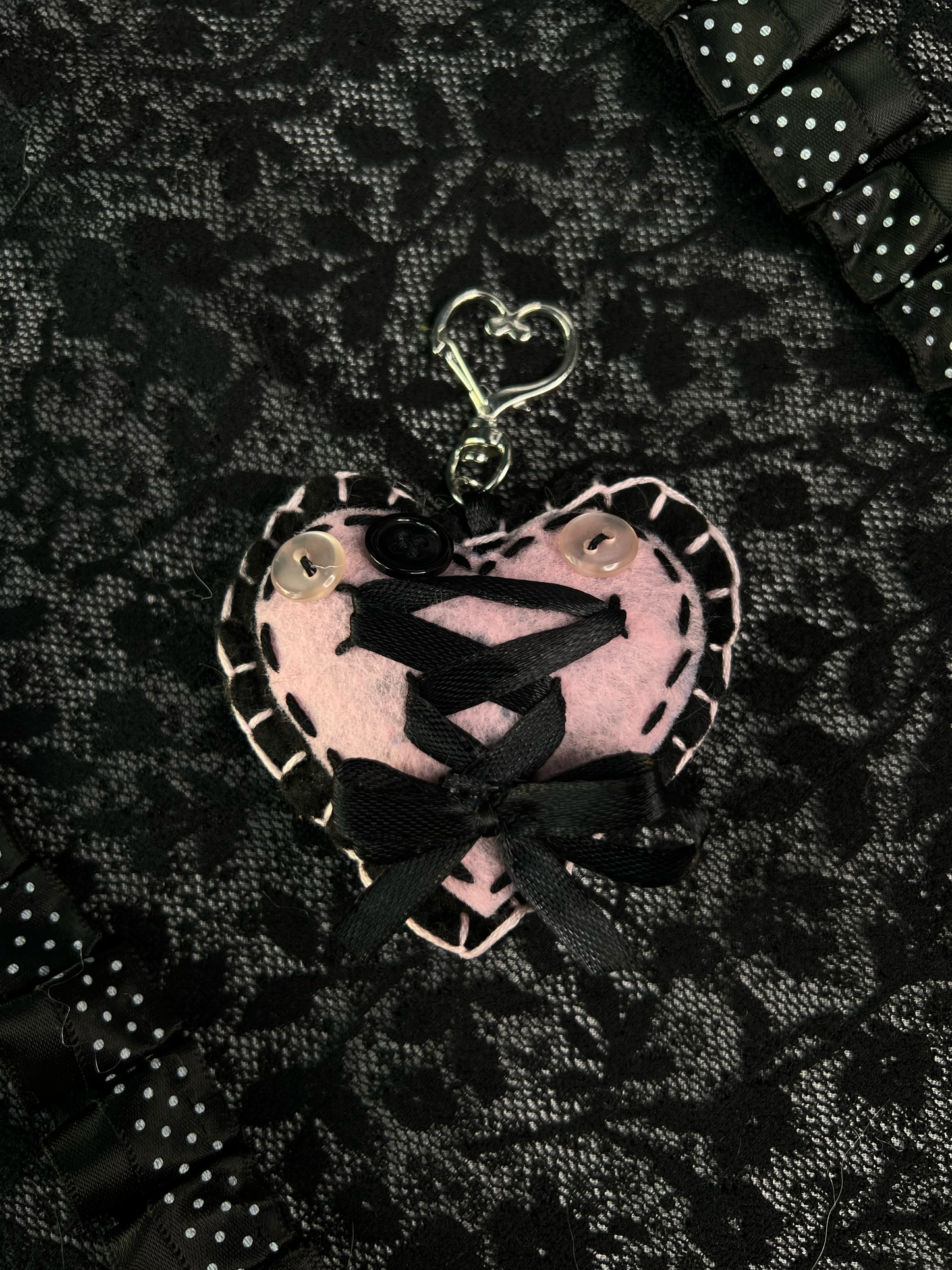 Pink Heart Bag Charm